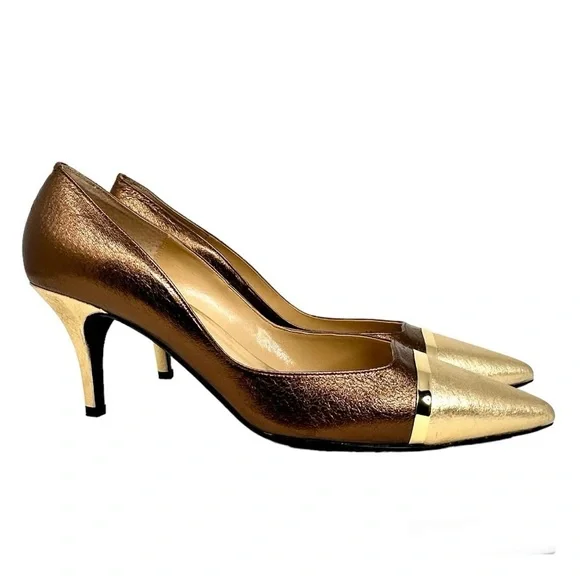 J. Renee Adena Women’s Metalic Gold Stiletto Pumps - Picture 7 of 13